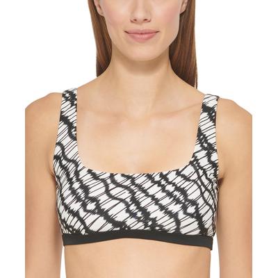 DKNY BLACK & WHITE Printed Square-Neck Bikini Swim Top  US Large - Bellso